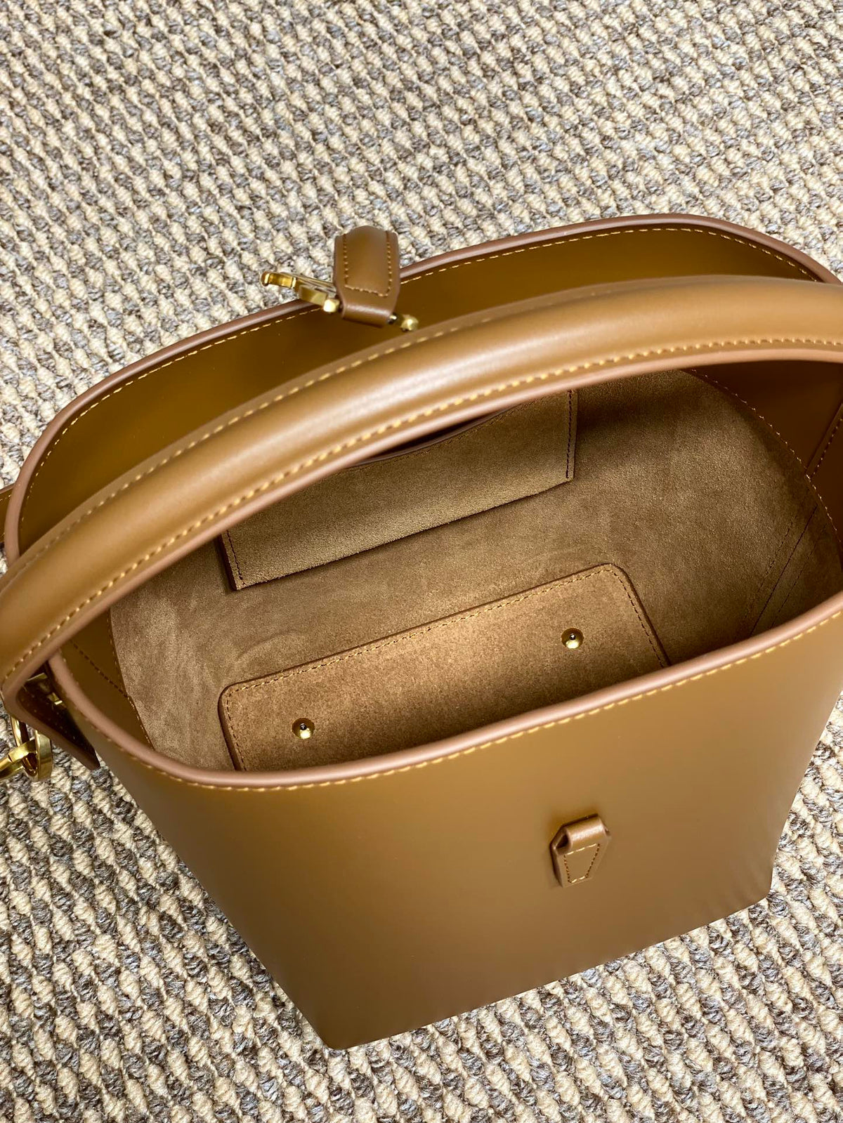 Saint Laurent Le 37 Small Bucket Bag 20 in Tortilla Brown Calfskin Gold Hardware