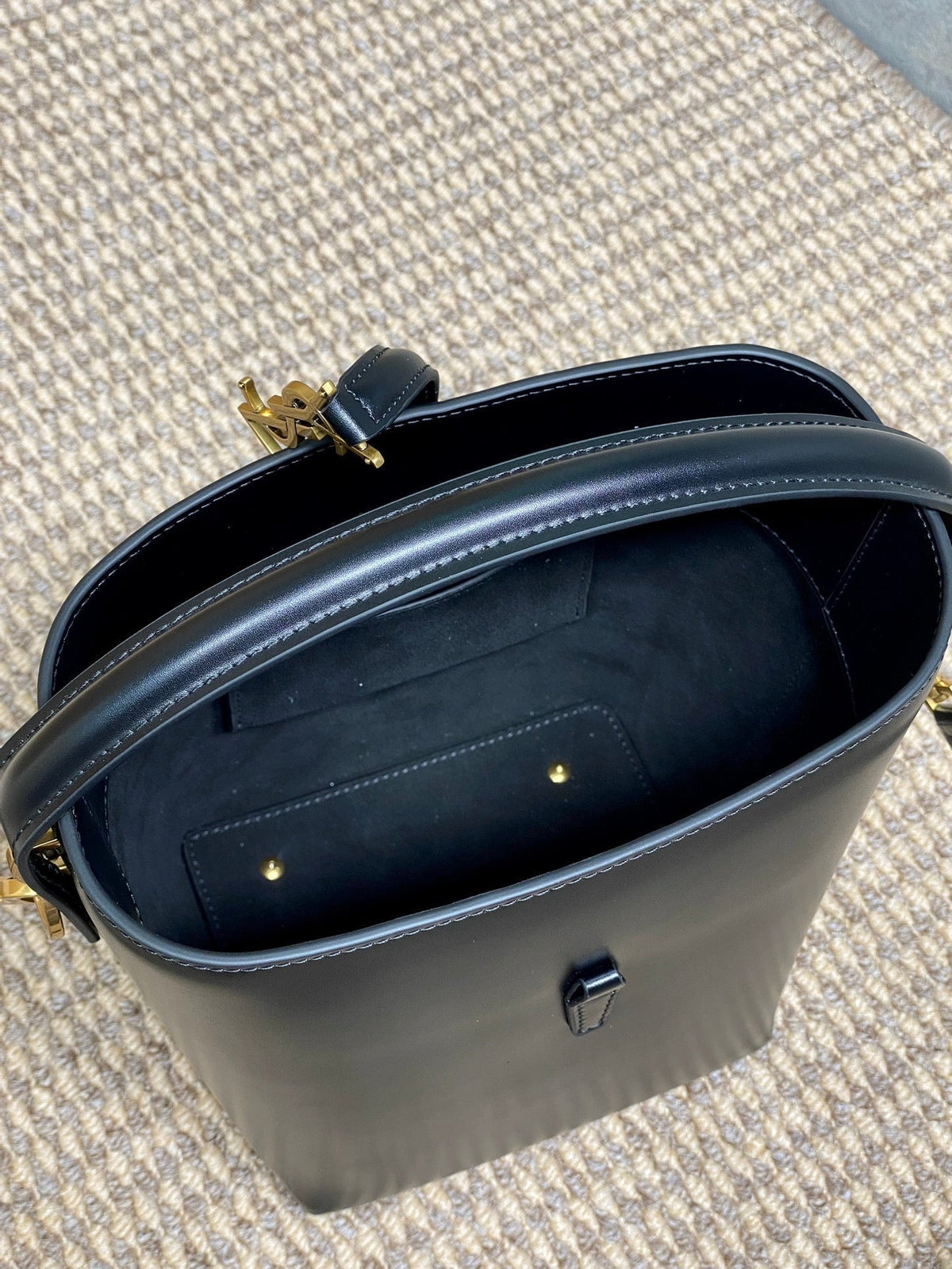 Saint Laurent Le 37 Small Bucket Bag 20 in Black Calfskin Gold Hardware