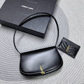 Saint Laurent Voltaire in Box 21 in Black Calfskin Gold Logo Bag