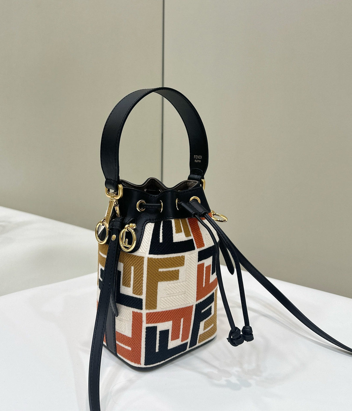Fendi Mon Tresor 18 in Multicolor Canvas with Ff Motif Embroidered Bag
