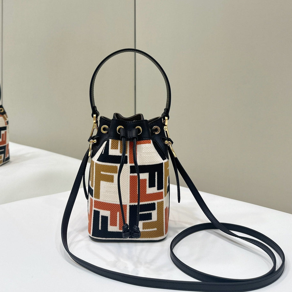 Fendi Mon Tresor 18 in Multicolor Canvas with Ff Motif Embroidered Bag