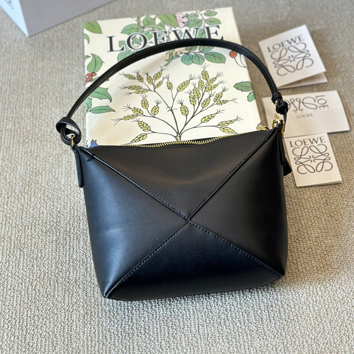 Loewe 20 Puzzle Fold Pouch in Black Nappa Calfskin