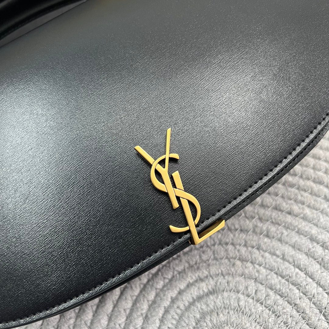 Saint Laurent Voltaire 24 in Black Calfskin Gold Logo Bag