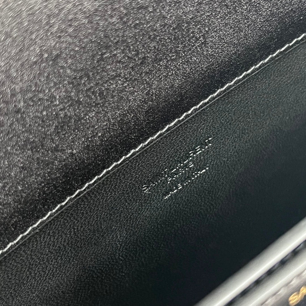 Saint Laurent Voltaire 24 in Black Calfskin Gold Logo Bag
