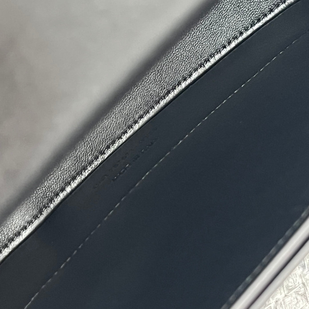 Saint Laurent Voltaire 24 in Black Calfskin Gold Logo Bag