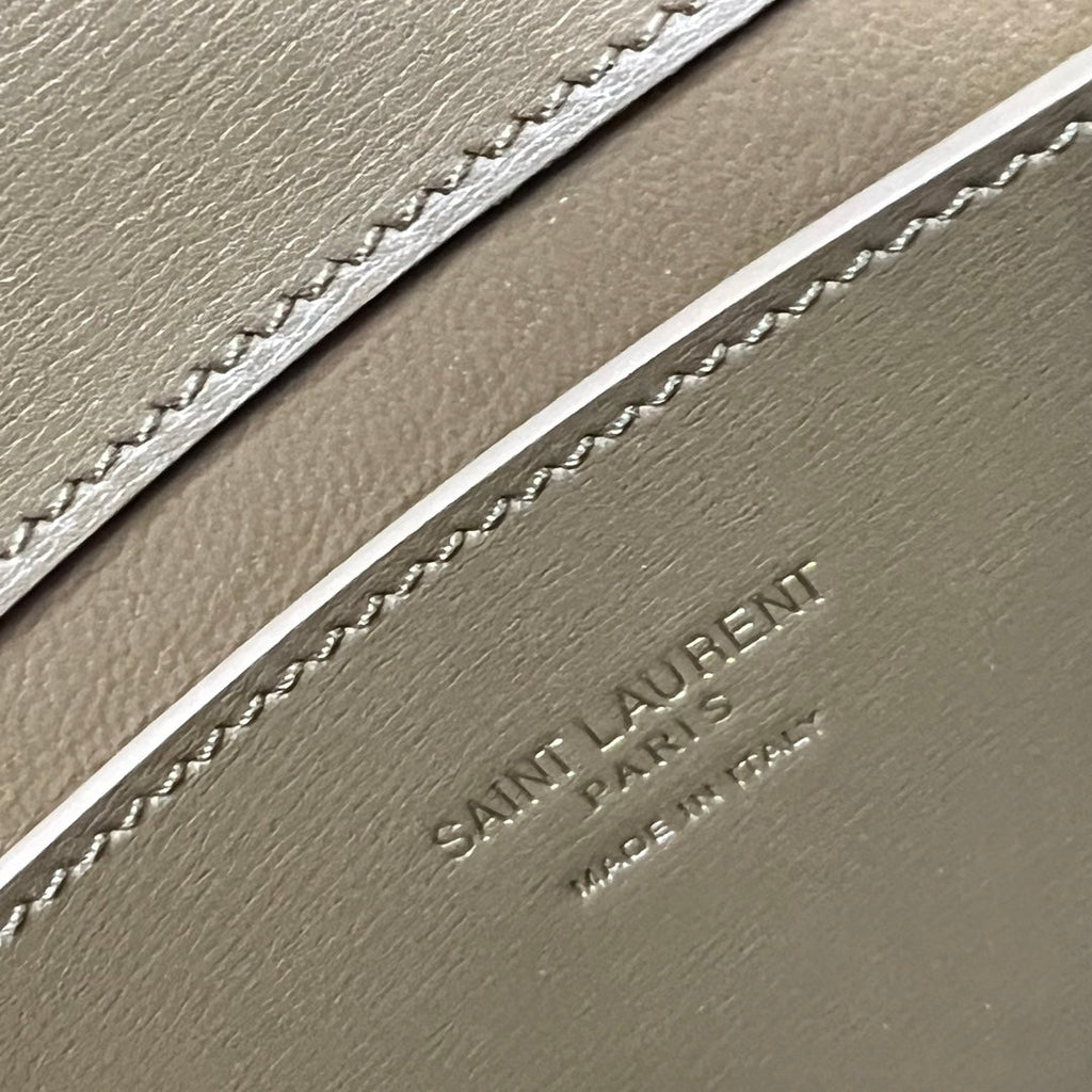 Saint Laurent Voltaire in Box 21 in Caramel Brown Calfskin Gold Logo Bag