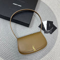 Saint Laurent Voltaire in Box 21 in Caramel Brown Calfskin Gold Logo Bag