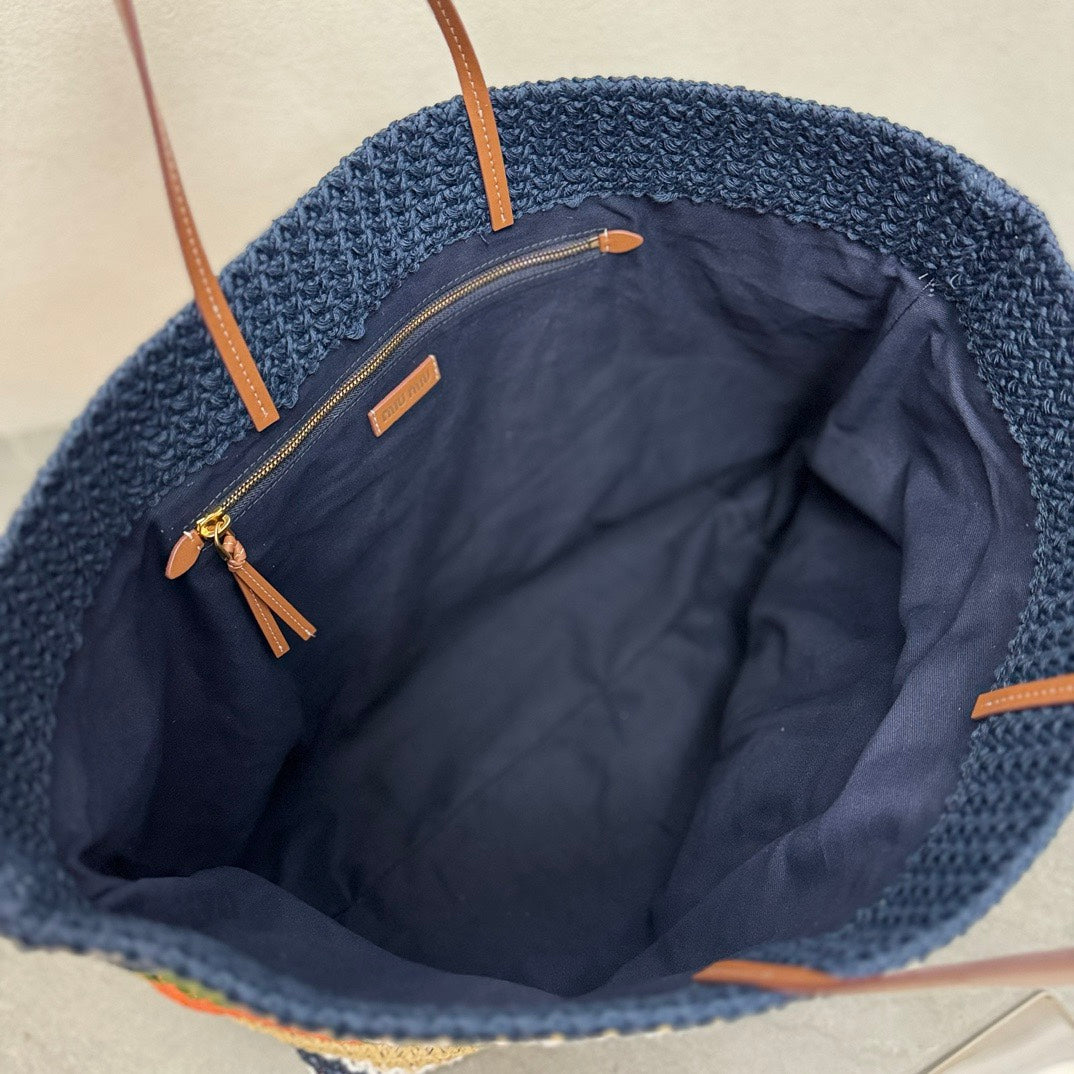 Large Shopping Bag 40 in Colorful Woven Raffia