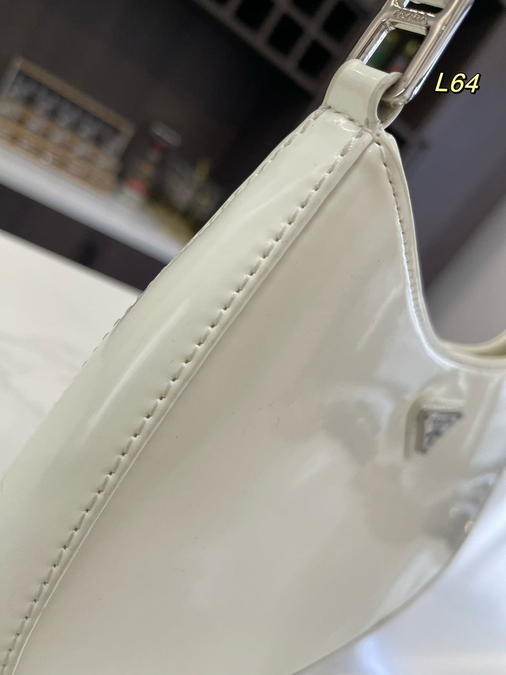 Prada 30 Cleo Shoulder Bag in White Brushed Leather
