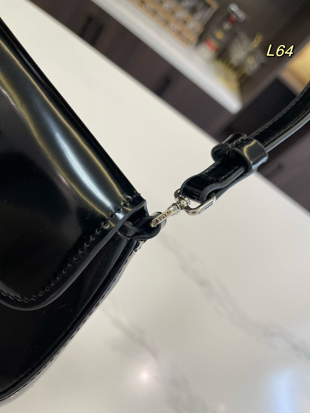 Prada 25 Cleo Flap Shoulder Bag in Black Brushed Leather