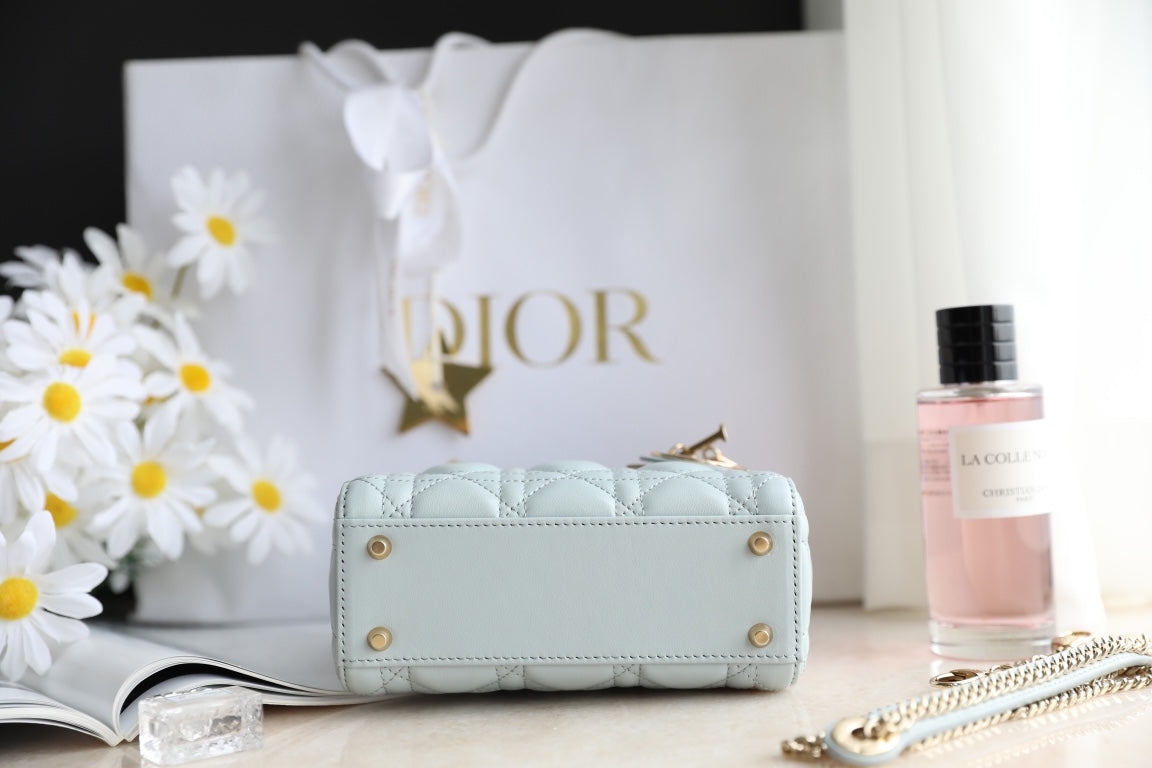 Dior Lady 17 in Light Blue Lambskin with Cannage Pattern Bag