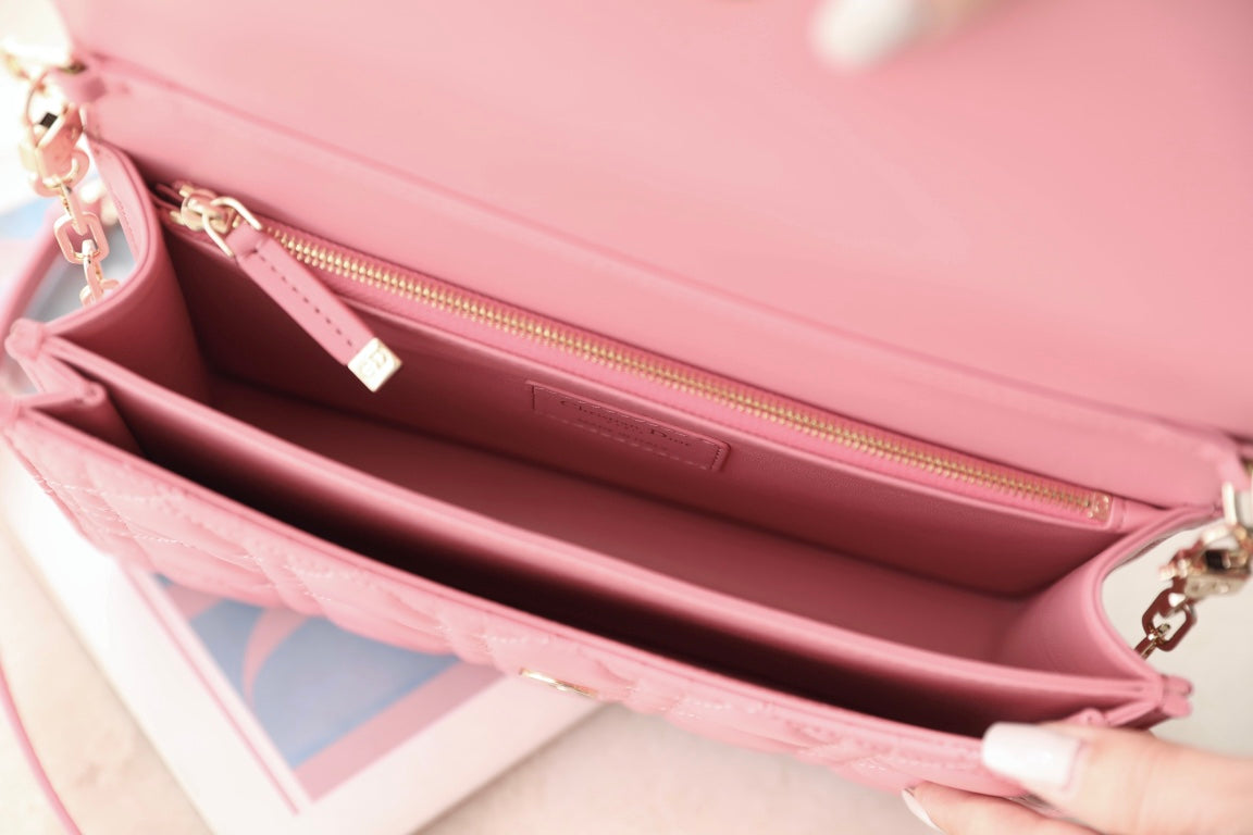 Dior Mini 24 Top-Handle Light Pink Lambskin Bag