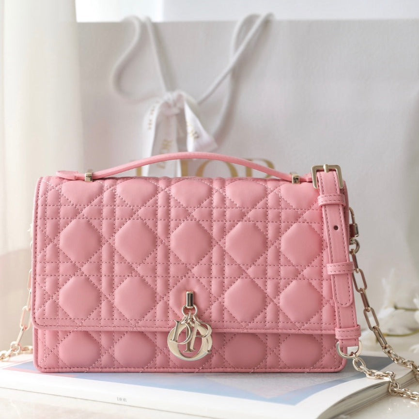 Dior Mini 24 Top-Handle Light Pink Lambskin Bag