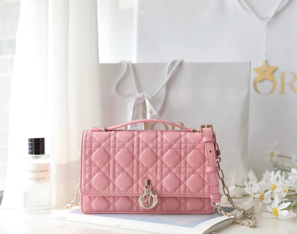 Dior Mini 24 Top-Handle Light Pink Lambskin Bag