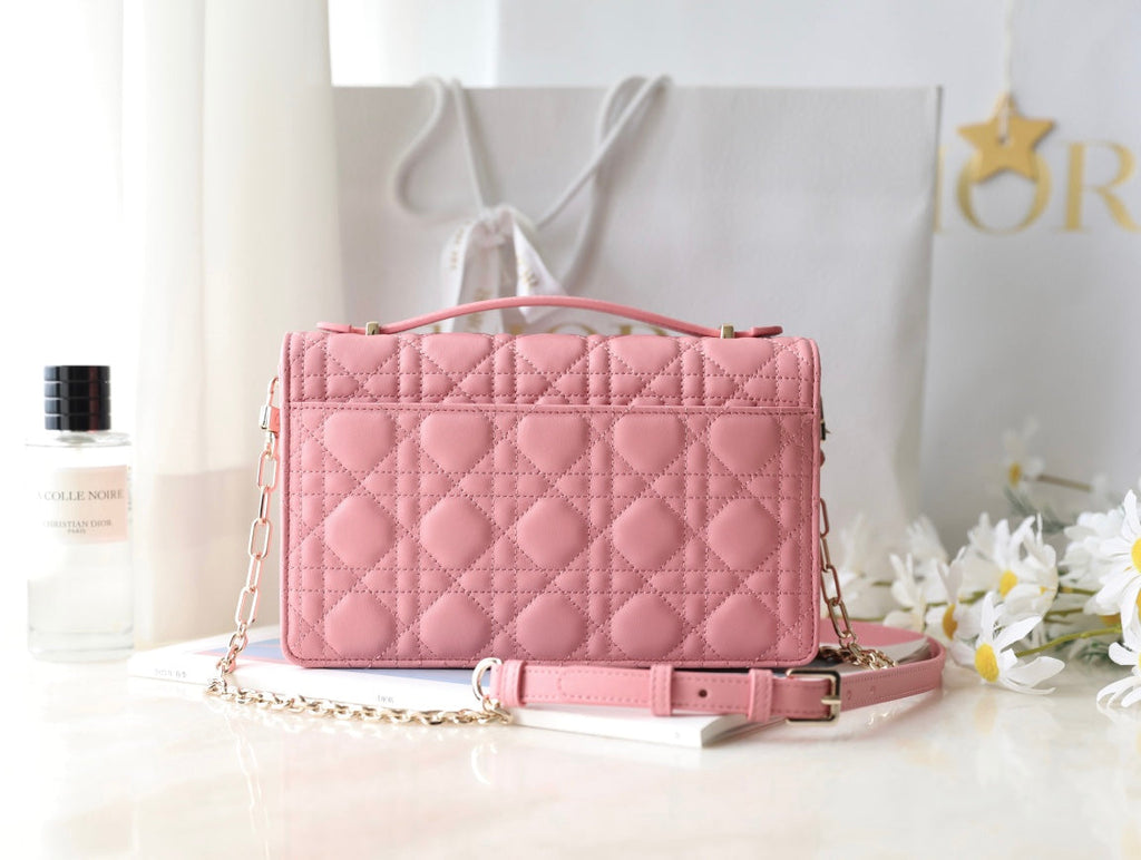Dior Mini 24 Top-Handle Light Pink Lambskin Bag