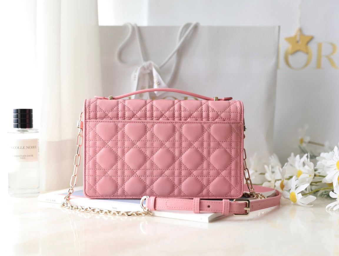 Dior Mini 24 Top-Handle Light Pink Lambskin Bag