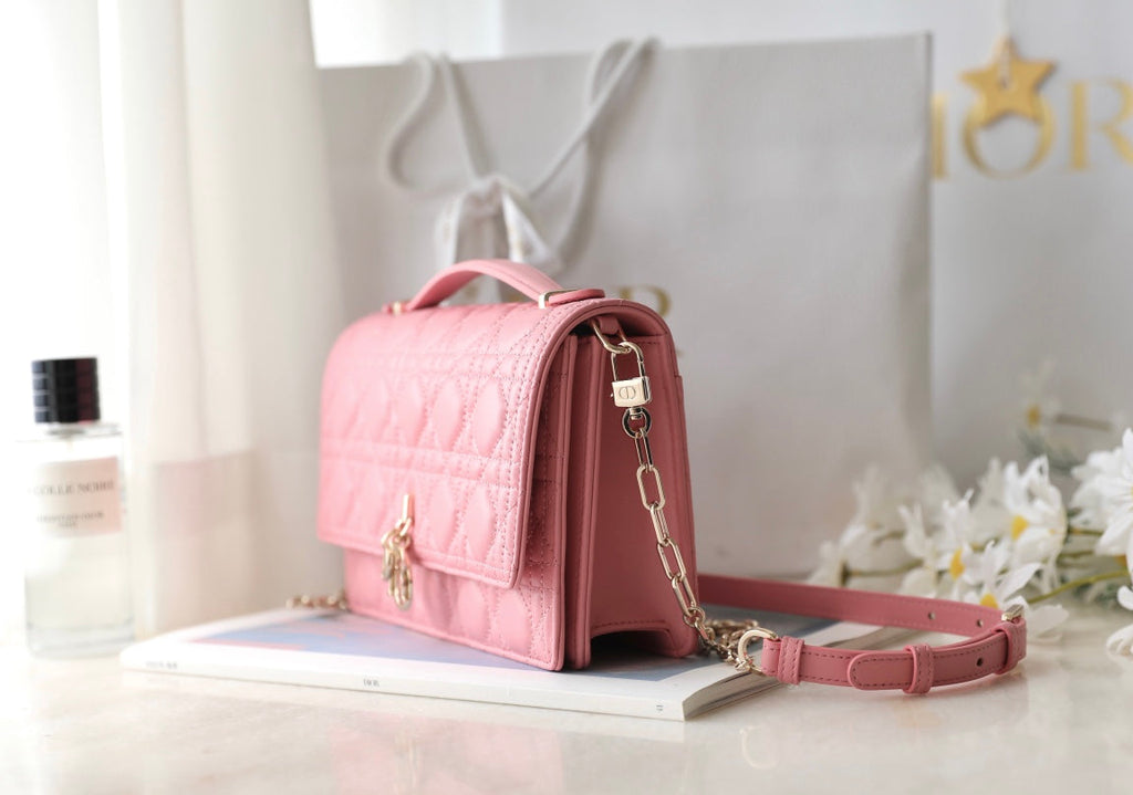 Dior Mini 24 Top-Handle Light Pink Lambskin Bag