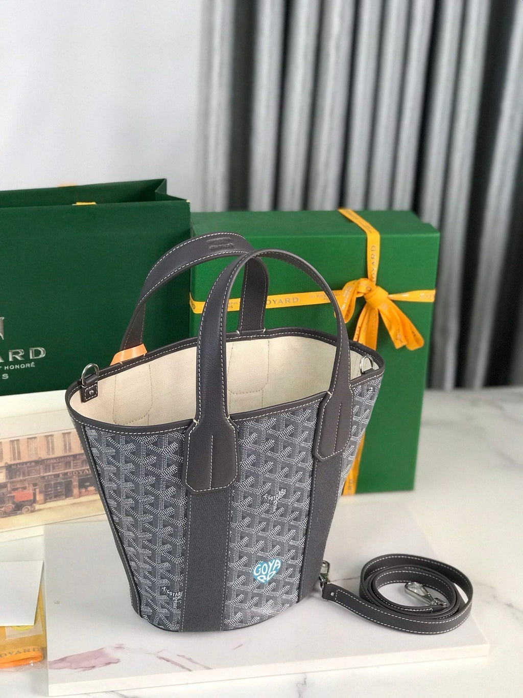 Goyard Small Belharra 24 in Gray Goyardine Canvas and Lambskin Bag