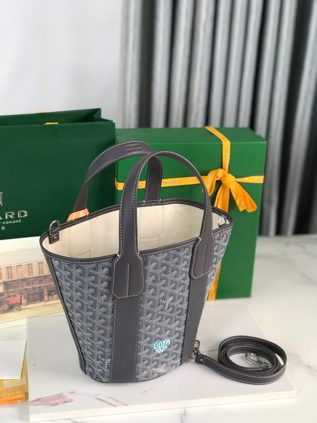 Goyard Small Belharra 24 in Gray Goyardine Canvas and Lambskin Bag