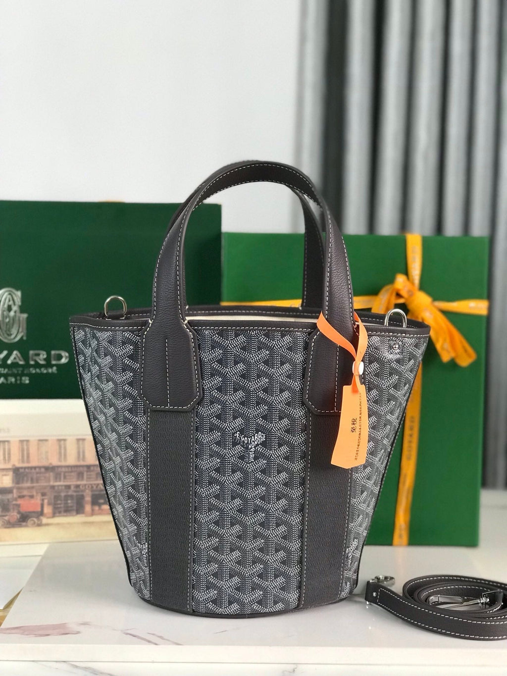Goyard Small Belharra 24 in Gray Goyardine Canvas and Lambskin Bag