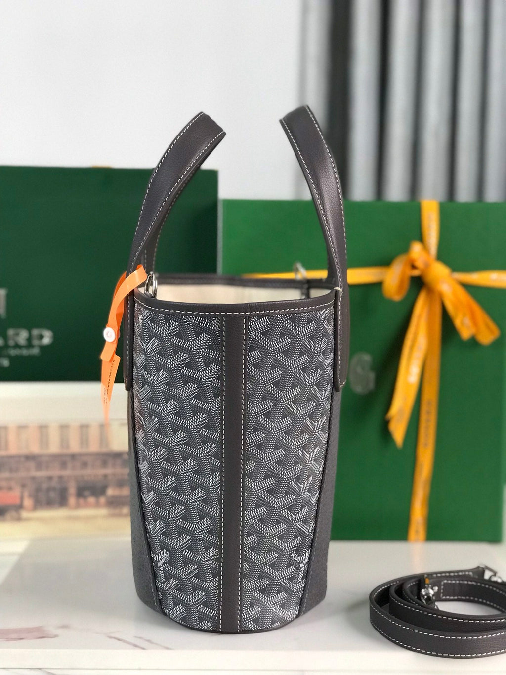 Goyard Small Belharra 24 in Gray Goyardine Canvas and Lambskin Bag