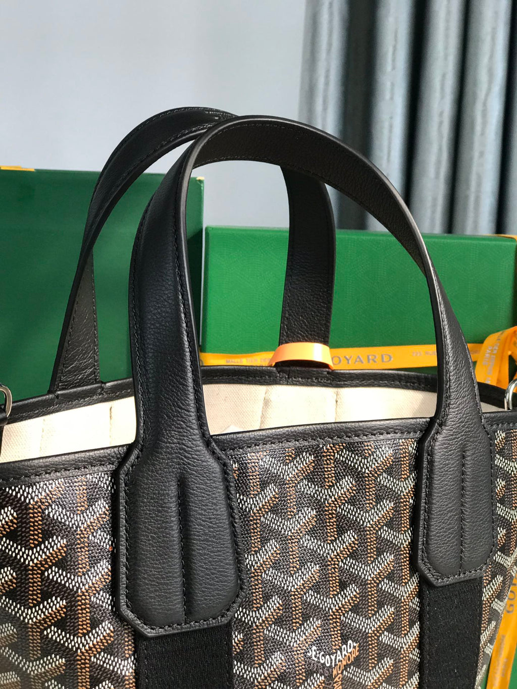 Goyard Small Belharra 24 in Black Goyardine Canvas and Lambskin Bag
