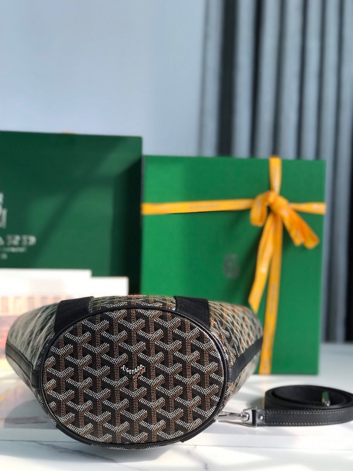 Goyard Small Belharra 24 in Black Goyardine Canvas and Lambskin Bag
