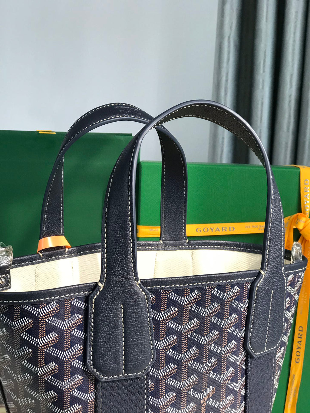Goyard Small Belharra 24 in Navy Blue Goyardine Canvas and Lambskin Bag