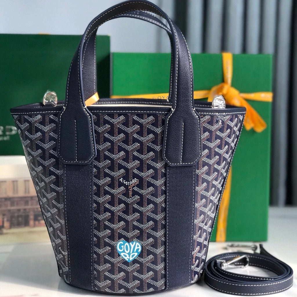 Goyard Small Belharra 24 in Navy Blue Goyardine Canvas and Lambskin Bag