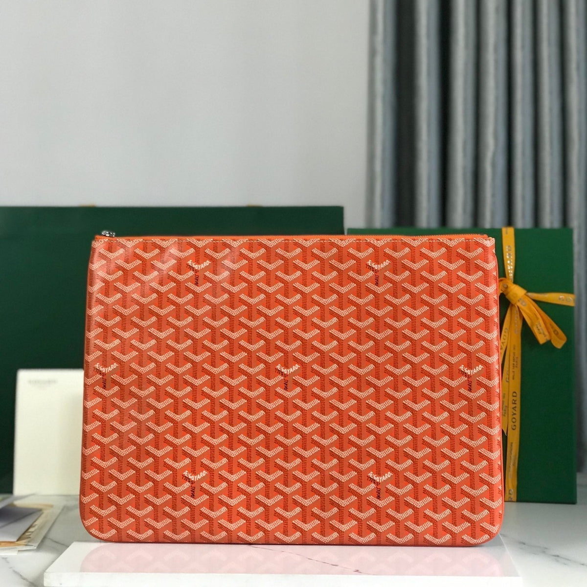 Goyard Sénat MGM Pouch 40 in Red Orange Goyardine Canvas
