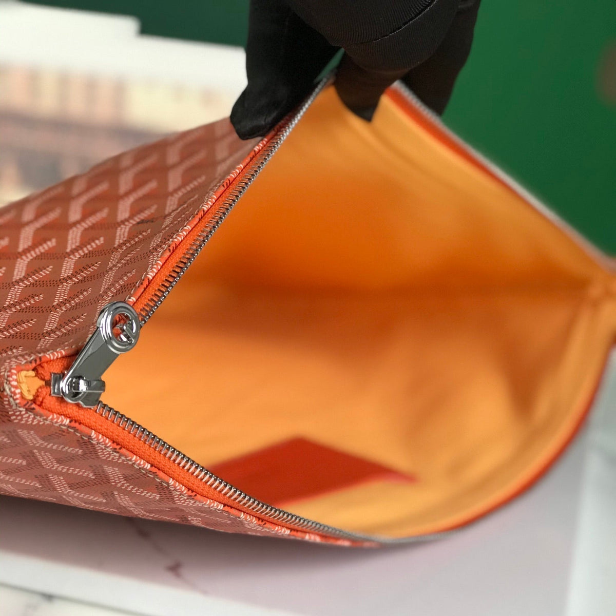 Goyard Sénat MGM Pouch 40 in Red Orange Goyardine Canvas