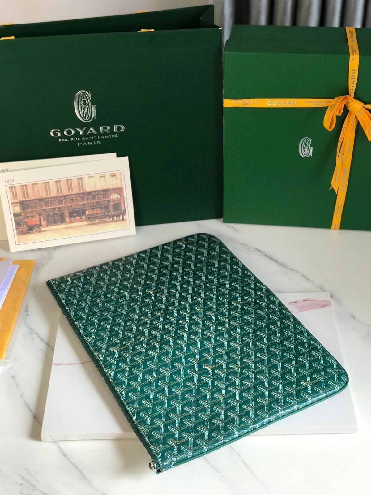 Goyard Sénat MGM Pouch 40 in Green Goyardine Canvas