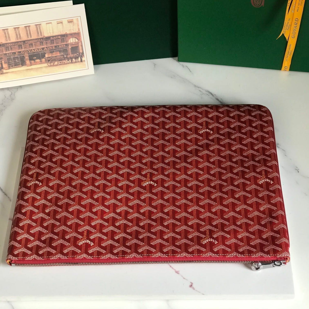 Goyard Sénat MGM Pouch 40 in Monza Red Goyardine Canvas