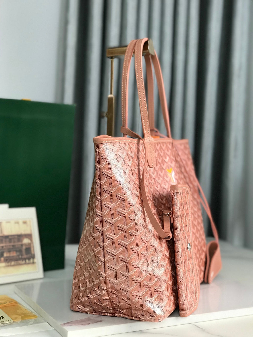 Goyard Saint Louis PM 34 in Manhattan Pink Goyardine Canvas and Calfskin Bag