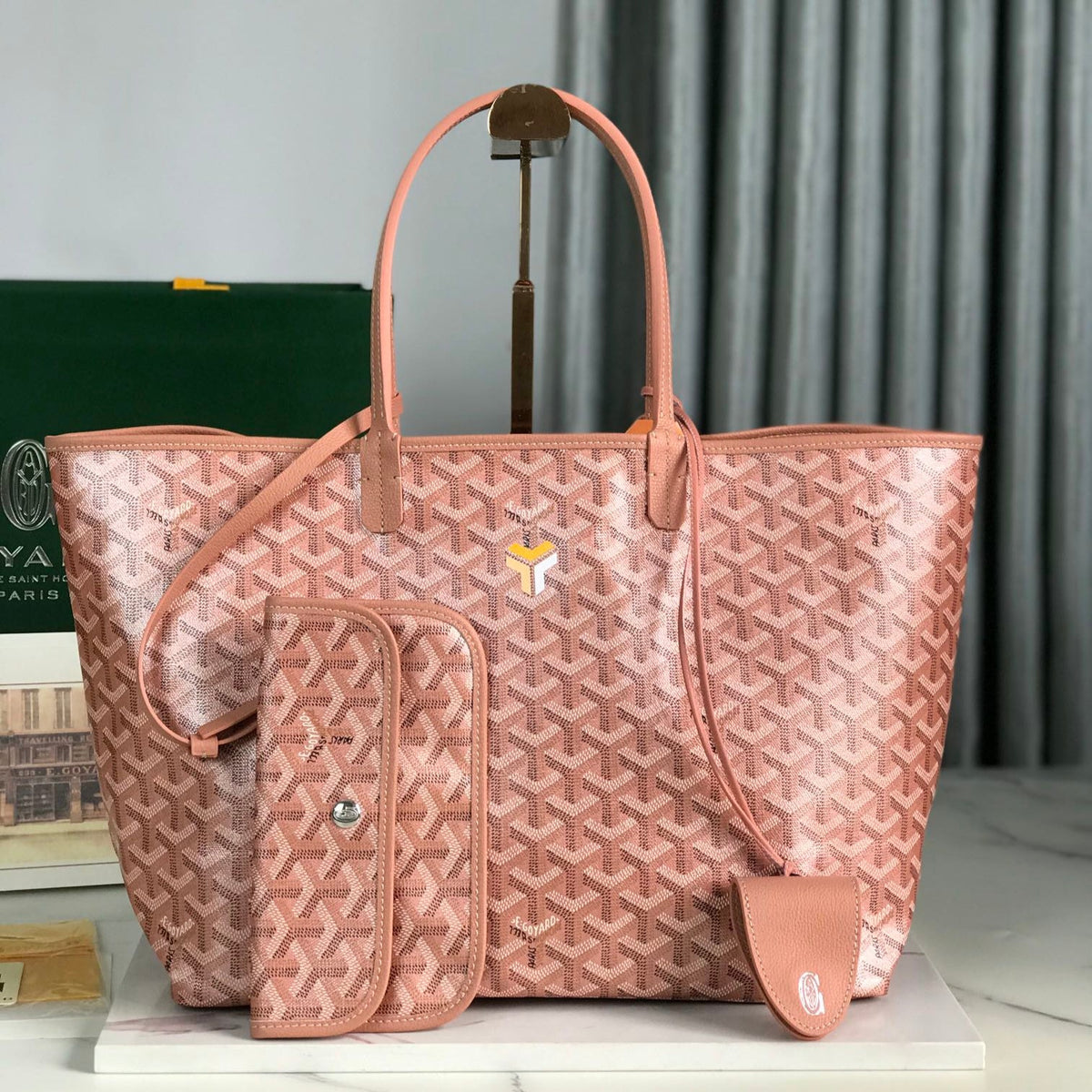 Goyard Saint Louis PM 34 in Manhattan Pink Goyardine Canvas and Calfskin Bag