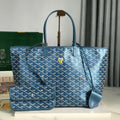 Goyard Saint Louis PM 34 in Navy Blue Goyardine Canvas and Calfskin Bag
