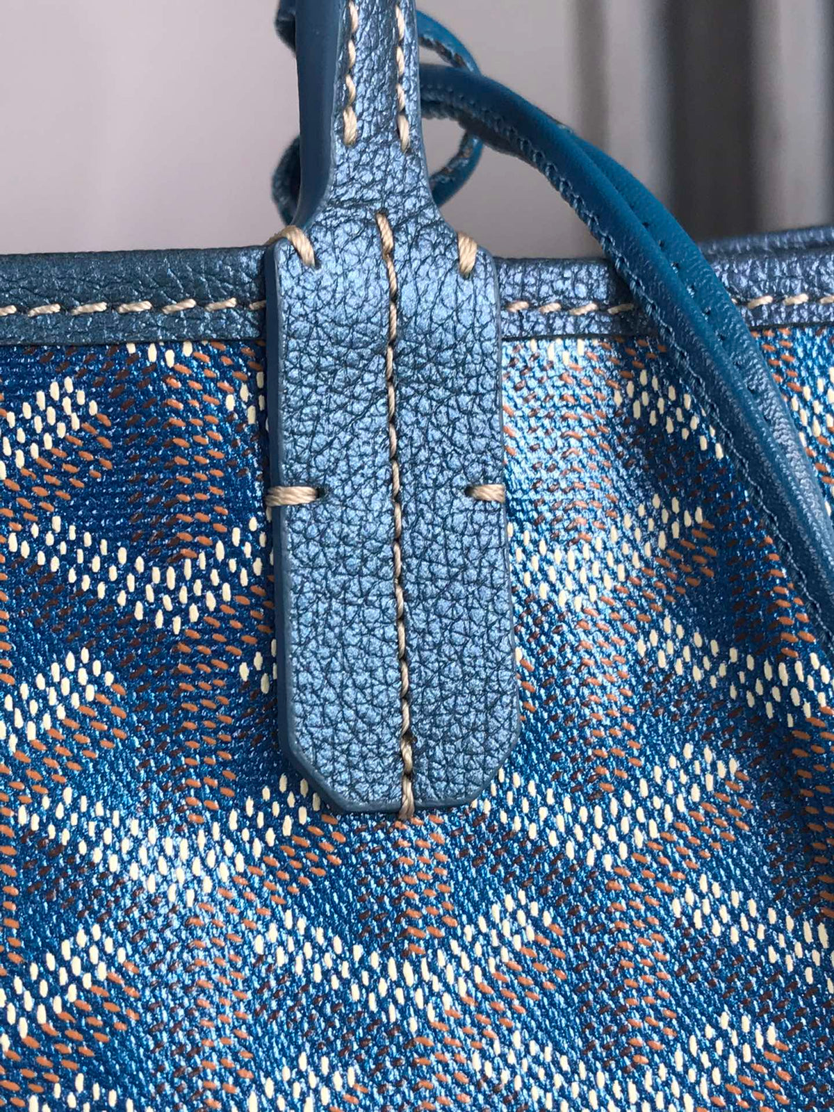 Goyard Saint Louis PM 34 in Navy Blue Goyardine Canvas and Calfskin Bag