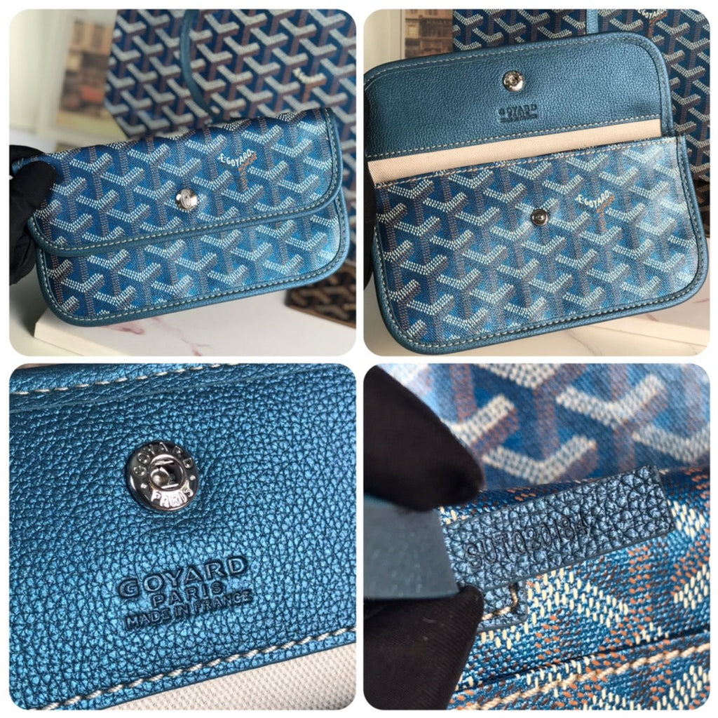 Goyard Saint Louis PM 34 in Navy Blue Goyardine Canvas and Calfskin Bag