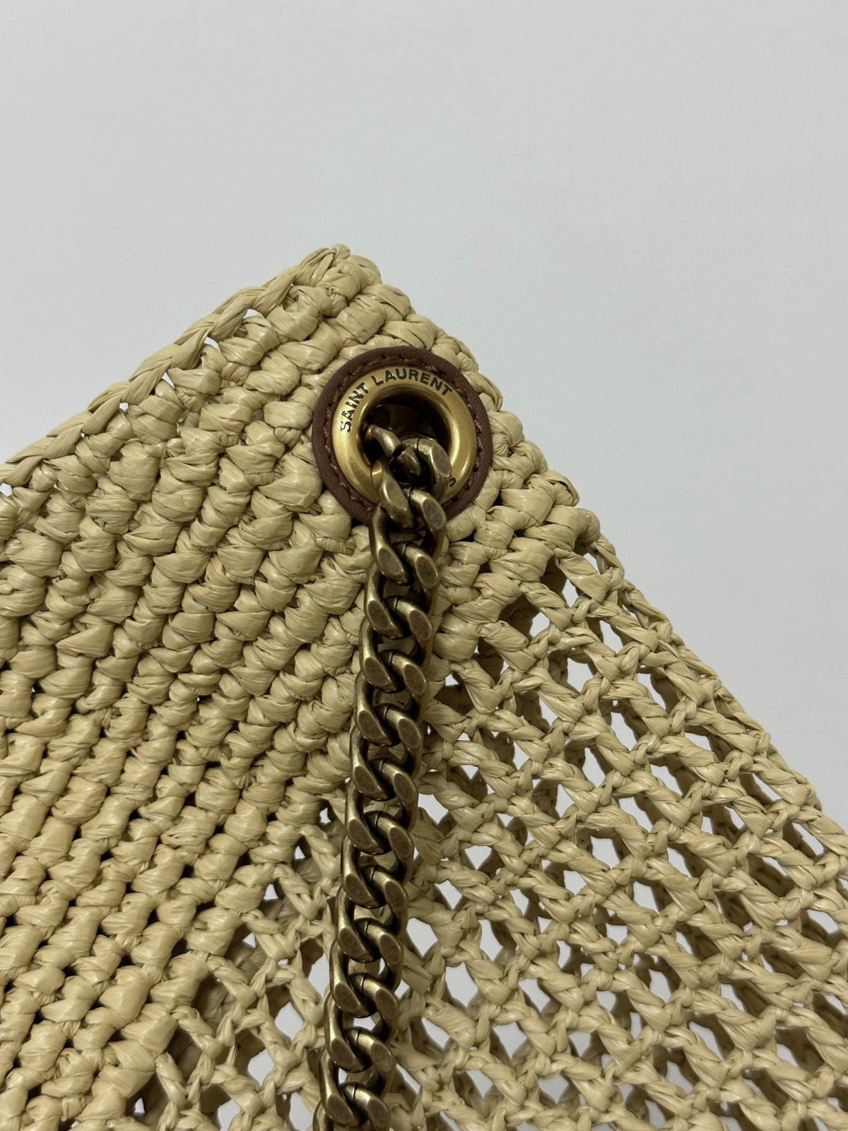 Saint Laurent Raffia Icare 55 Beige Brown Straw Bag