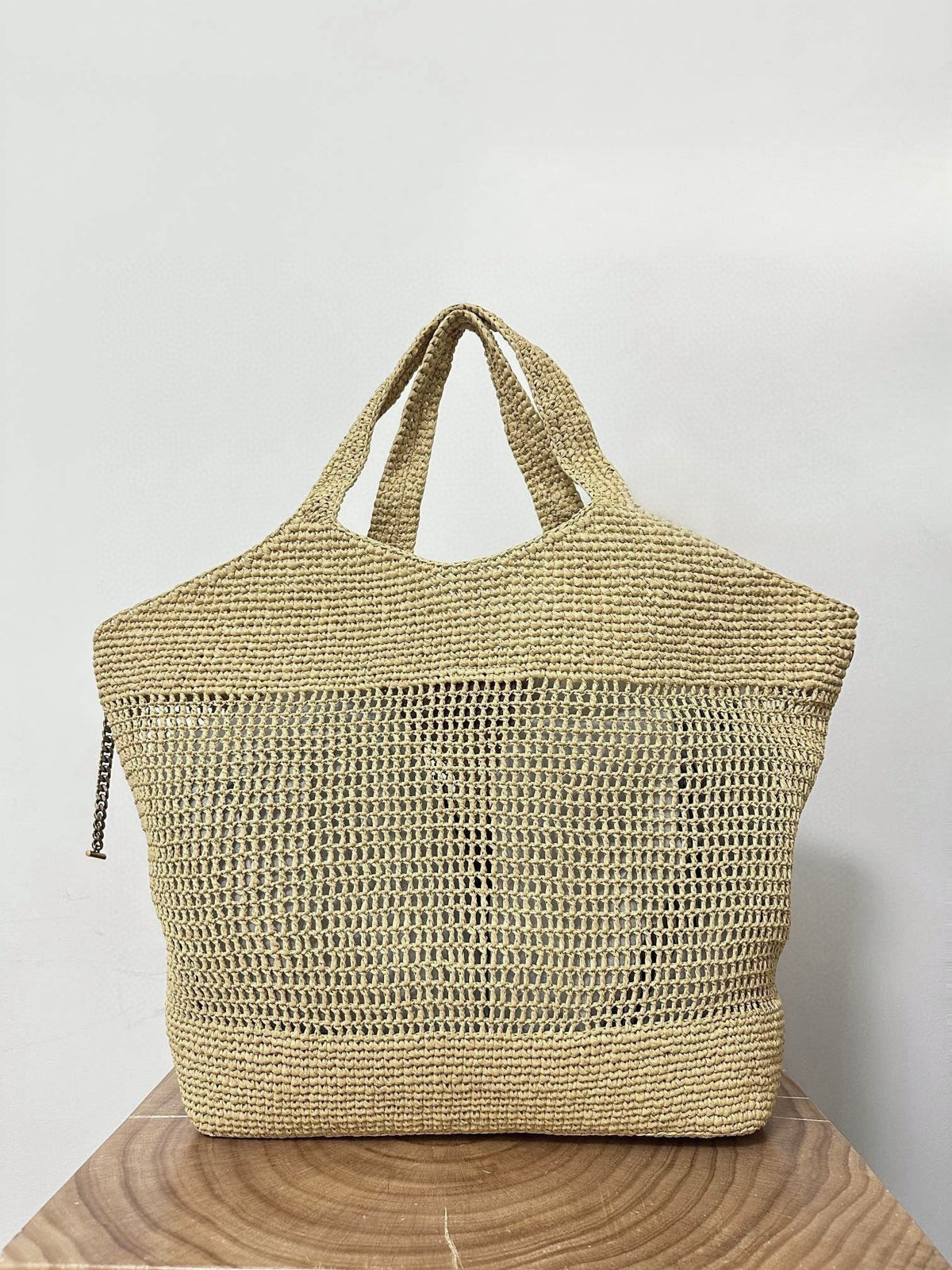 Saint Laurent Raffia Icare 55 Beige Brown Straw Bag