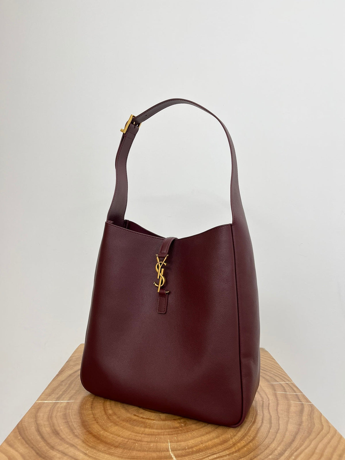 Saint Laurent Le 5 À 7 Large Supple 31 in Wine Red Grained Calfskin Bag