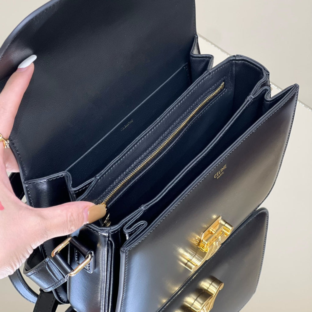Celine Mini Claude 22 Shiny Calfskin Black Bag