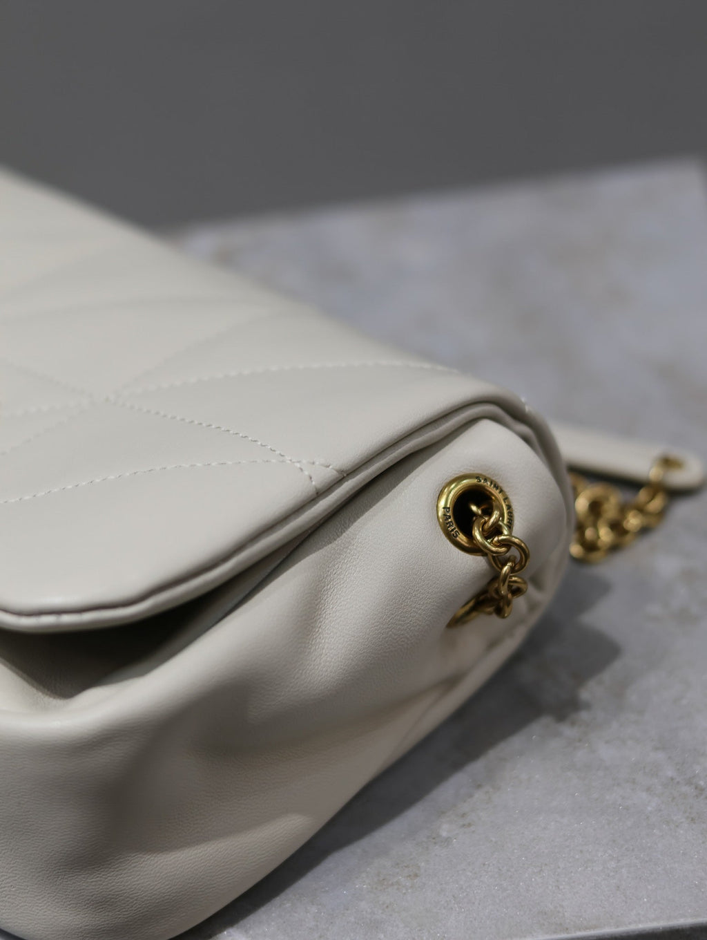 Saint Laurent 25S Jamie Mini 20 in Blanc Vintage Lambskin Gold Hardwre Bag
