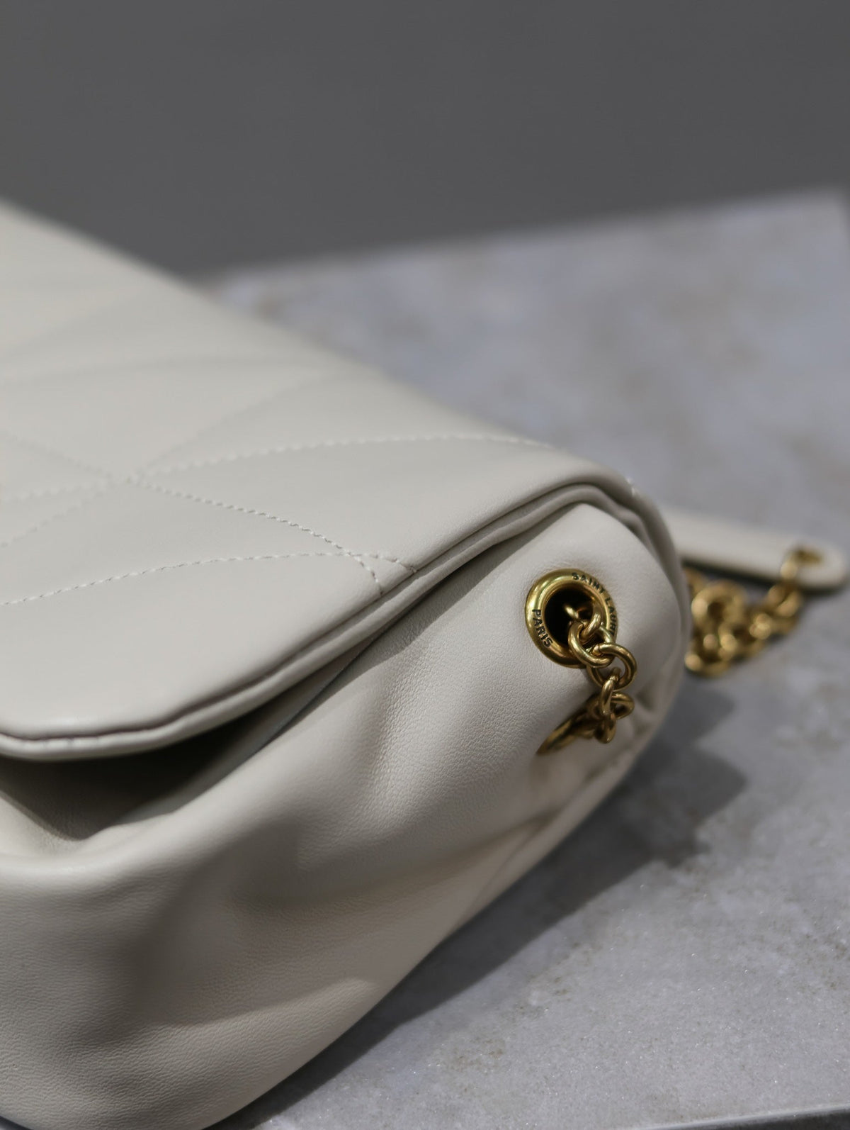Saint Laurent 25S Jamie Mini 20 in Blanc Vintage Lambskin Gold Hardwre Bag
