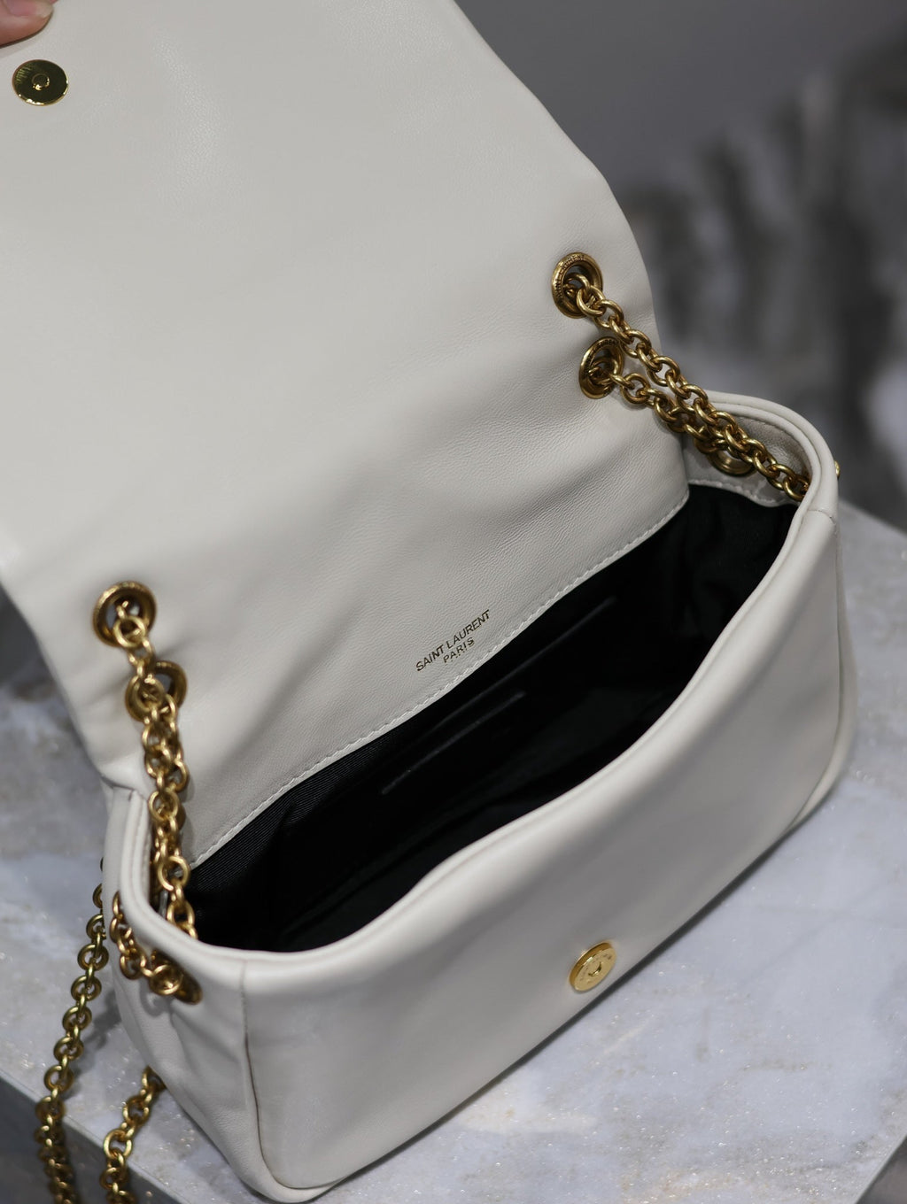 Saint Laurent 25S Jamie Mini 20 in Blanc Vintage Lambskin Gold Hardwre Bag