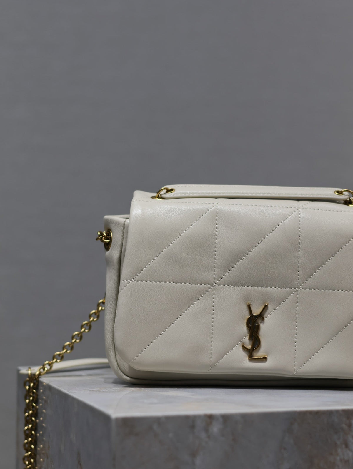 Saint Laurent 25S Jamie Mini 20 in Blanc Vintage Lambskin Gold Hardwre Bag