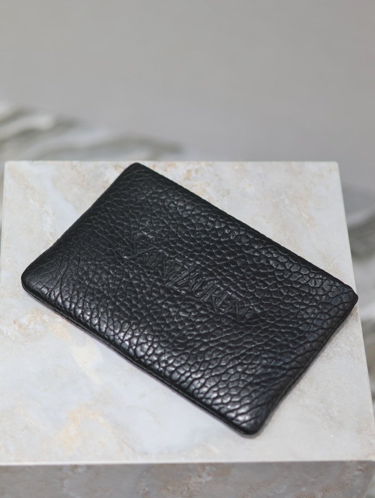 Saint Laurent Pouch with Elephant Texture 23 in Black Lambskin Logo Embossed