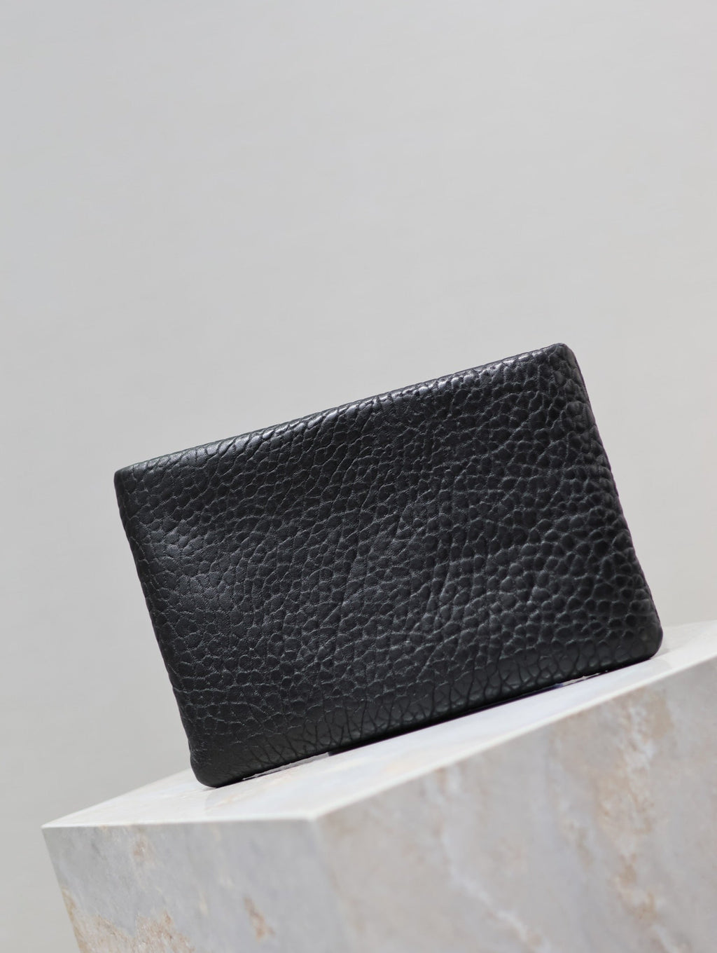 Saint Laurent Pouch with Elephant Texture 23 in Black Lambskin Logo Embossed