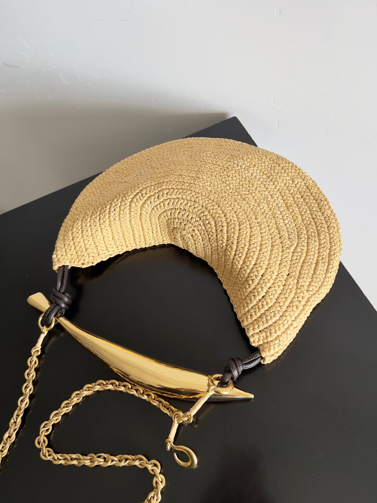 Bottega Veneta Sardine Chain 33 in Natural Raffia Bag