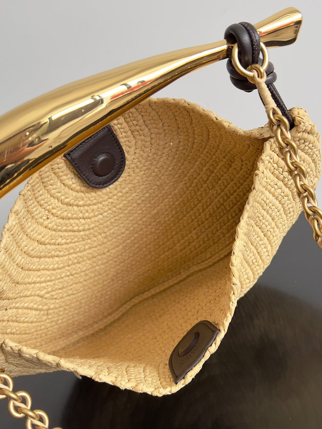 Bottega Veneta Sardine Chain 33 in Natural Raffia Bag